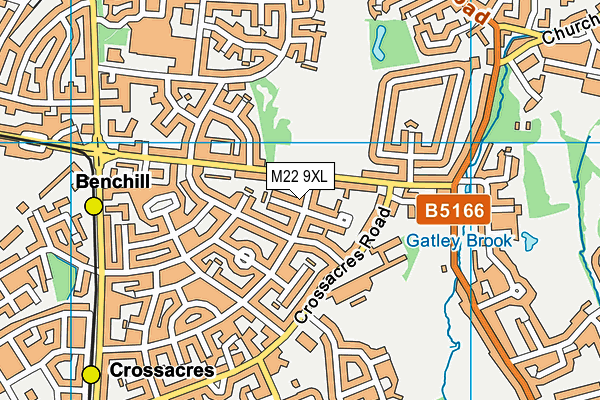 M22 9XL map - OS VectorMap District (Ordnance Survey)