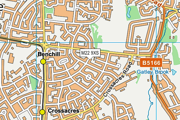 M22 9XS map - OS VectorMap District (Ordnance Survey)