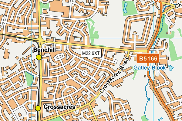 M22 9XT map - OS VectorMap District (Ordnance Survey)