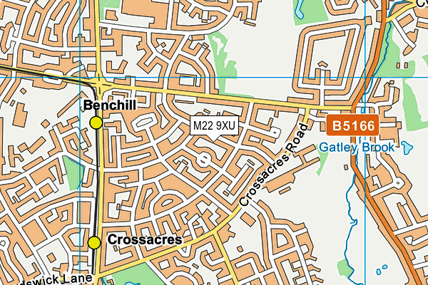 M22 9XU map - OS VectorMap District (Ordnance Survey)