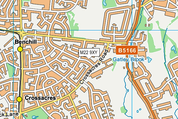 M22 9XY map - OS VectorMap District (Ordnance Survey)