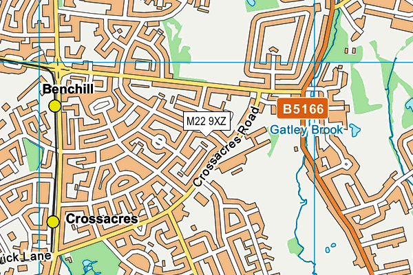 M22 9XZ map - OS VectorMap District (Ordnance Survey)