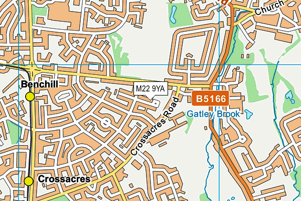 M22 9YA map - OS VectorMap District (Ordnance Survey)