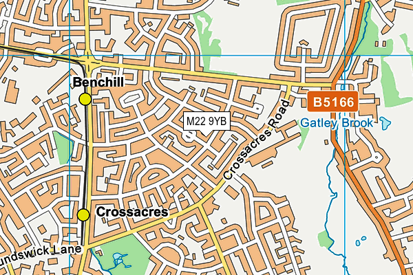 M22 9YB map - OS VectorMap District (Ordnance Survey)