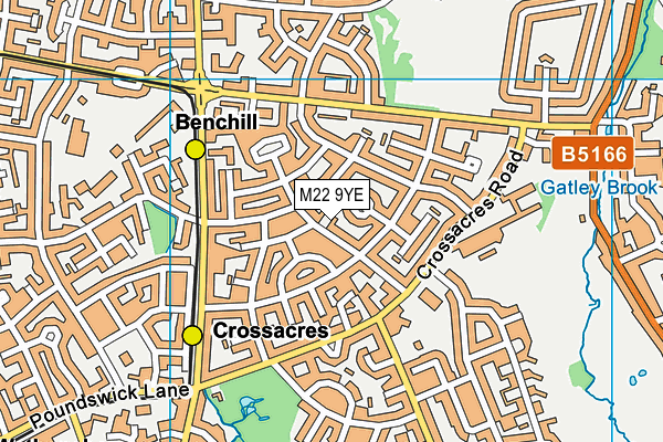 M22 9YE map - OS VectorMap District (Ordnance Survey)