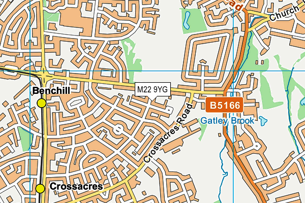 M22 9YG map - OS VectorMap District (Ordnance Survey)