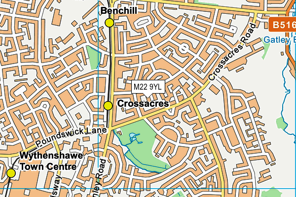 M22 9YL map - OS VectorMap District (Ordnance Survey)