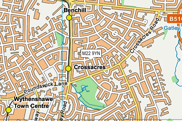 M22 9YN map - OS VectorMap District (Ordnance Survey)