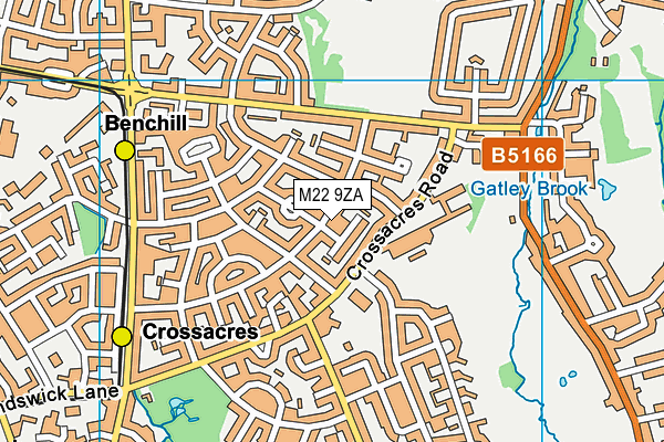 M22 9ZA map - OS VectorMap District (Ordnance Survey)