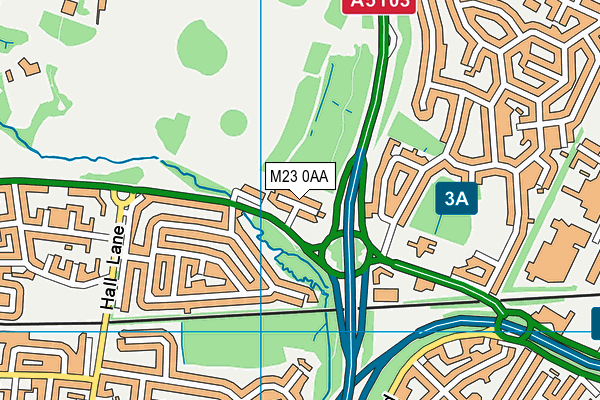 M23 0AA map - OS VectorMap District (Ordnance Survey)