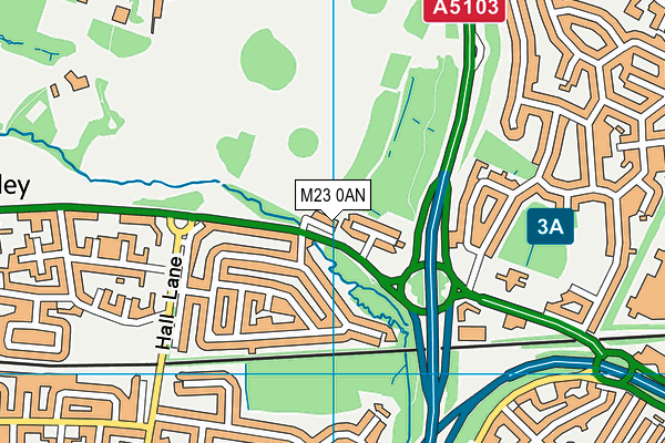 M23 0AN map - OS VectorMap District (Ordnance Survey)