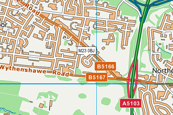 M23 0BJ map - OS VectorMap District (Ordnance Survey)