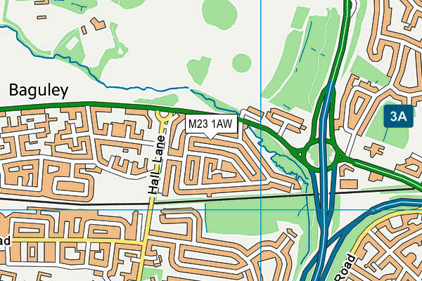 M23 1AW map - OS VectorMap District (Ordnance Survey)