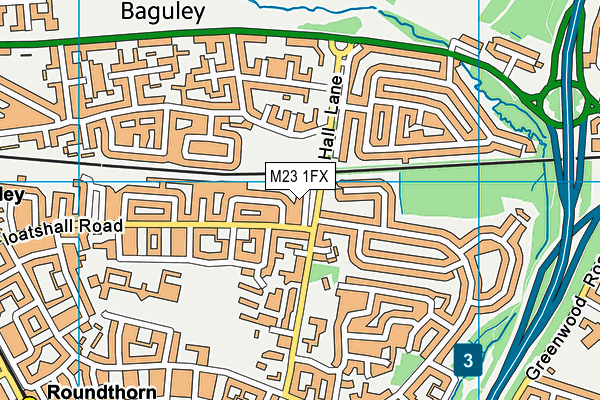 M23 1FX map - OS VectorMap District (Ordnance Survey)