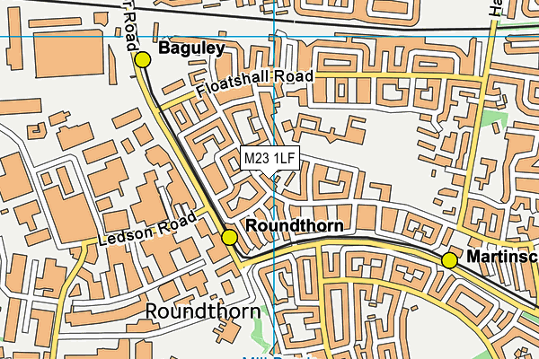 M23 1LF map - OS VectorMap District (Ordnance Survey)