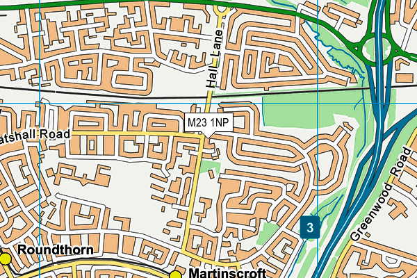 M23 1NP map - OS VectorMap District (Ordnance Survey)