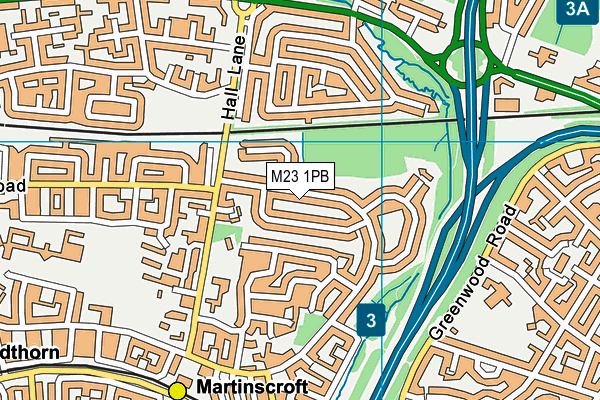 M23 1PB map - OS VectorMap District (Ordnance Survey)