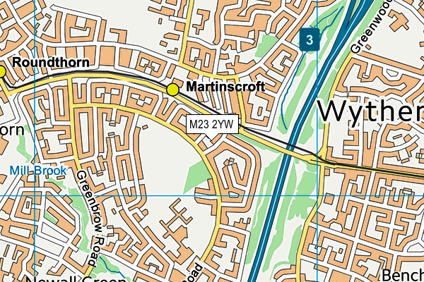 M23 2YW map - OS VectorMap District (Ordnance Survey)