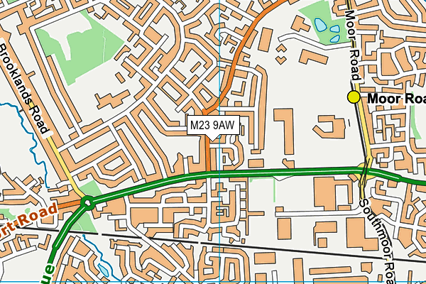 M23 9AW map - OS VectorMap District (Ordnance Survey)