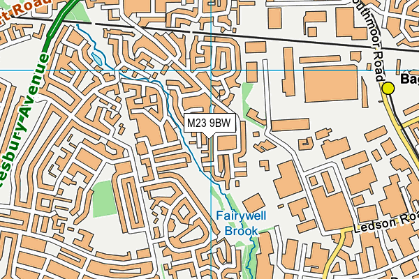 M23 9BW map - OS VectorMap District (Ordnance Survey)