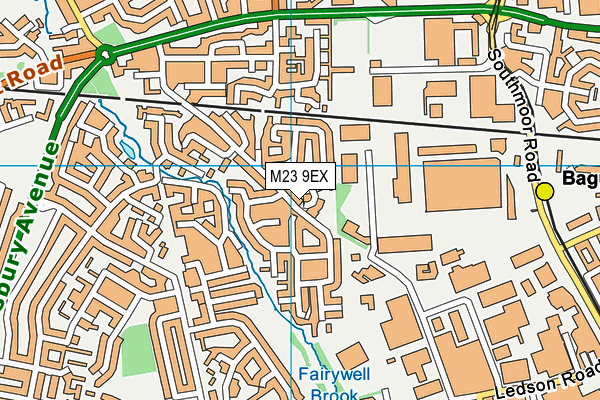 M23 9EX map - OS VectorMap District (Ordnance Survey)