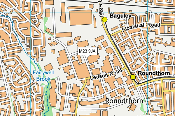 M23 9JA map - OS VectorMap District (Ordnance Survey)