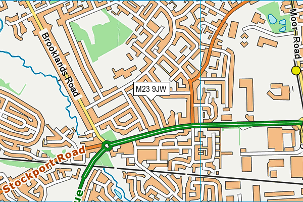 M23 9JW map - OS VectorMap District (Ordnance Survey)