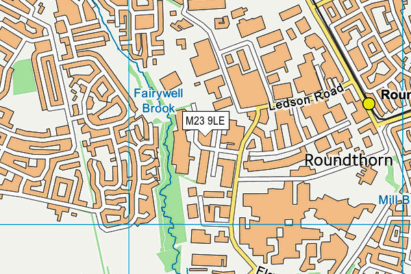 M23 9LE map - OS VectorMap District (Ordnance Survey)