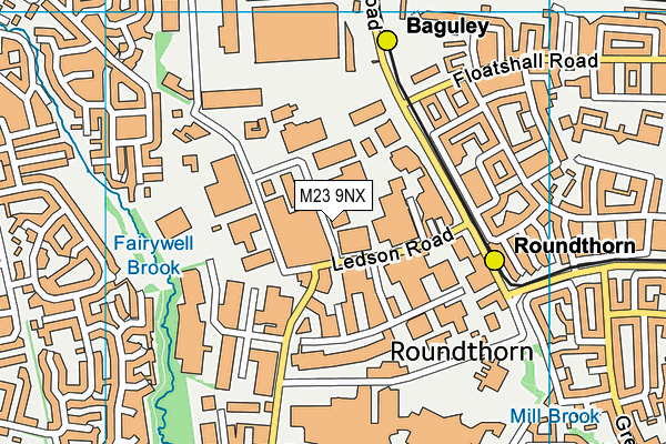 M23 9NX map - OS VectorMap District (Ordnance Survey)