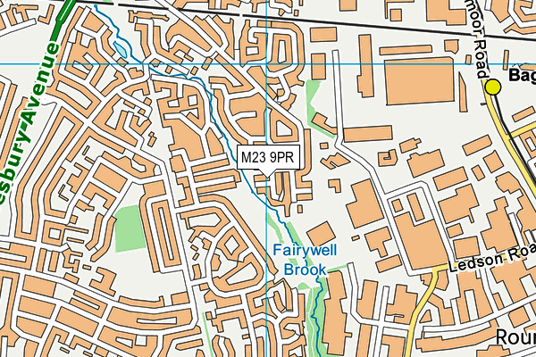 M23 9PR map - OS VectorMap District (Ordnance Survey)