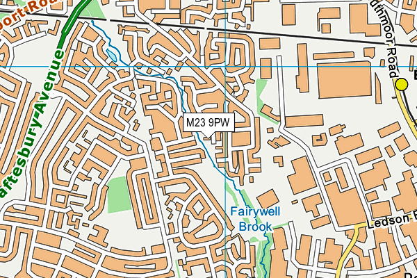 M23 9PW map - OS VectorMap District (Ordnance Survey)