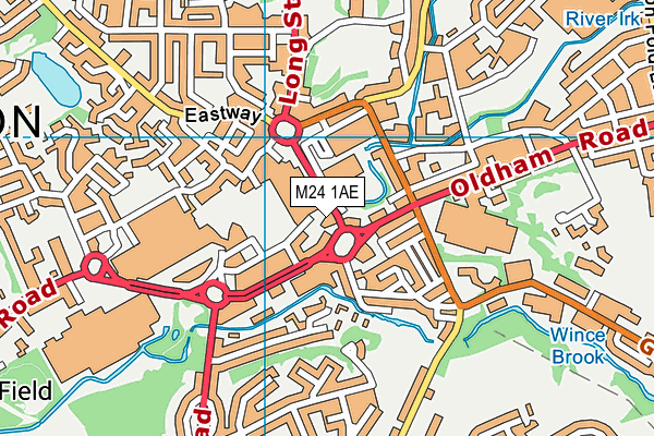 M24 1AE map - OS VectorMap District (Ordnance Survey)