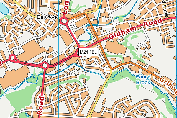 M24 1BL map - OS VectorMap District (Ordnance Survey)