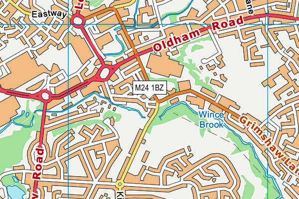 M24 1BZ map - OS VectorMap District (Ordnance Survey)