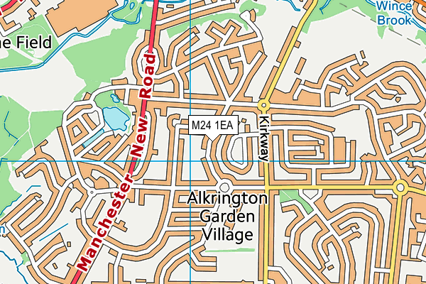 Alkrington Tennis And Social Club map (M24 1EA) - OS VectorMap District (Ordnance Survey)