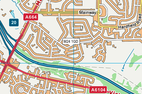 Moss Way map (M24 1GD) - OS VectorMap District (Ordnance Survey)