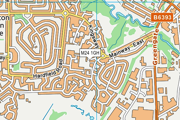 M24 1GH map - OS VectorMap District (Ordnance Survey)