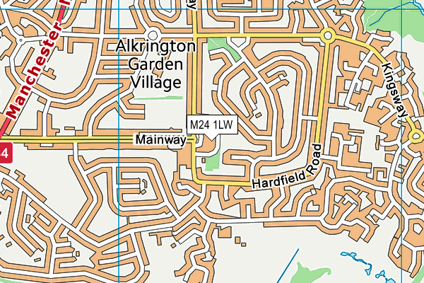 M24 1LW map - OS VectorMap District (Ordnance Survey)