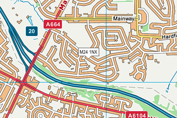 M24 1NX map - OS VectorMap District (Ordnance Survey)