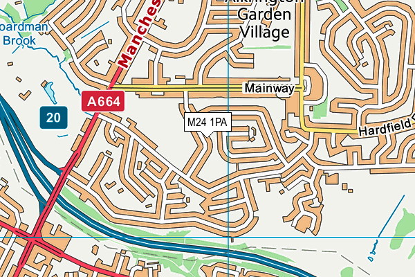 M24 1PA map - OS VectorMap District (Ordnance Survey)