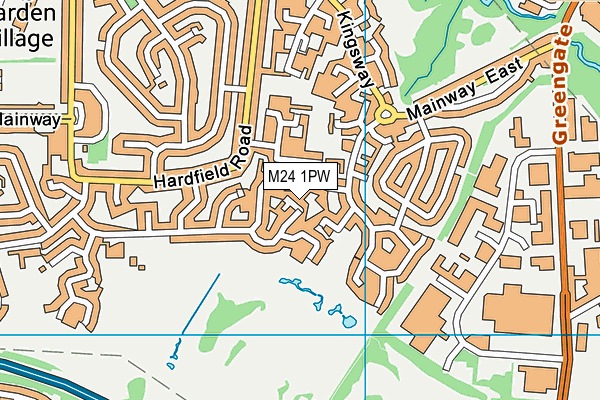 M24 1PW map - OS VectorMap District (Ordnance Survey)