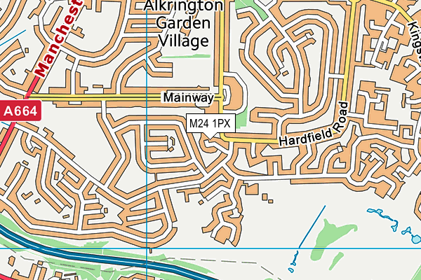 M24 1PX map - OS VectorMap District (Ordnance Survey)