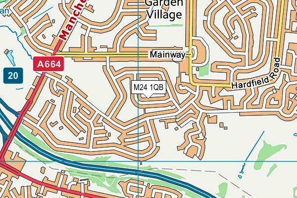 M24 1QB map - OS VectorMap District (Ordnance Survey)