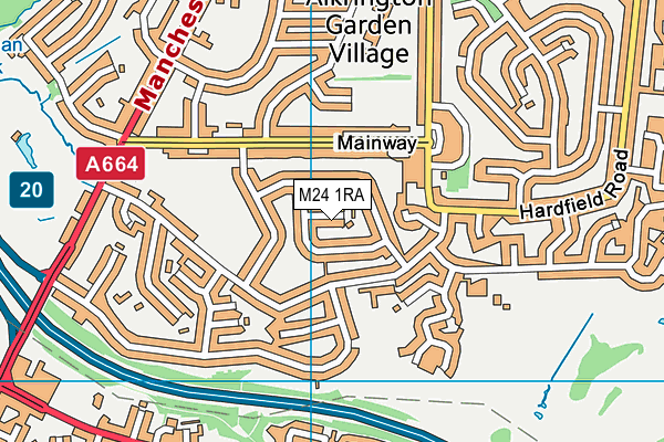 M24 1RA map - OS VectorMap District (Ordnance Survey)