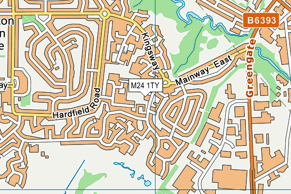 M24 1TY map - OS VectorMap District (Ordnance Survey)