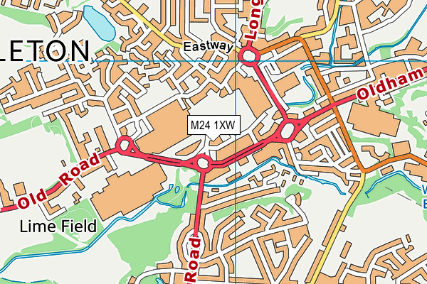 M24 1XW map - OS VectorMap District (Ordnance Survey)