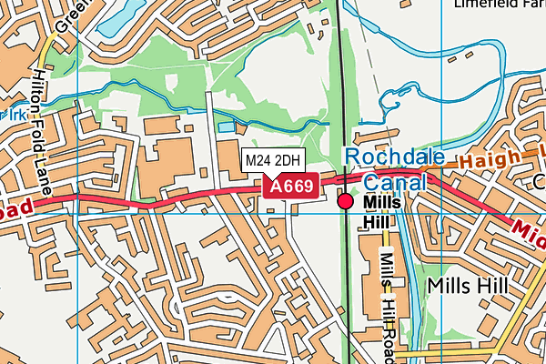 M24 2DH map - OS VectorMap District (Ordnance Survey)