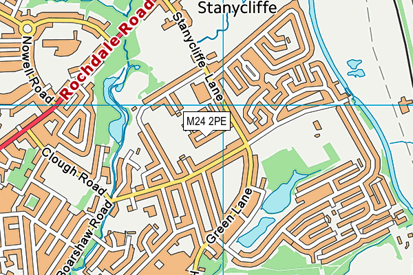 M24 2PE map - OS VectorMap District (Ordnance Survey)