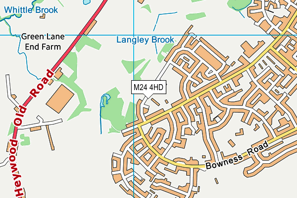 M24 4HD map - OS VectorMap District (Ordnance Survey)