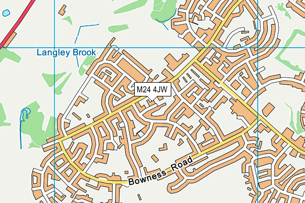 M24 4JW map - OS VectorMap District (Ordnance Survey)